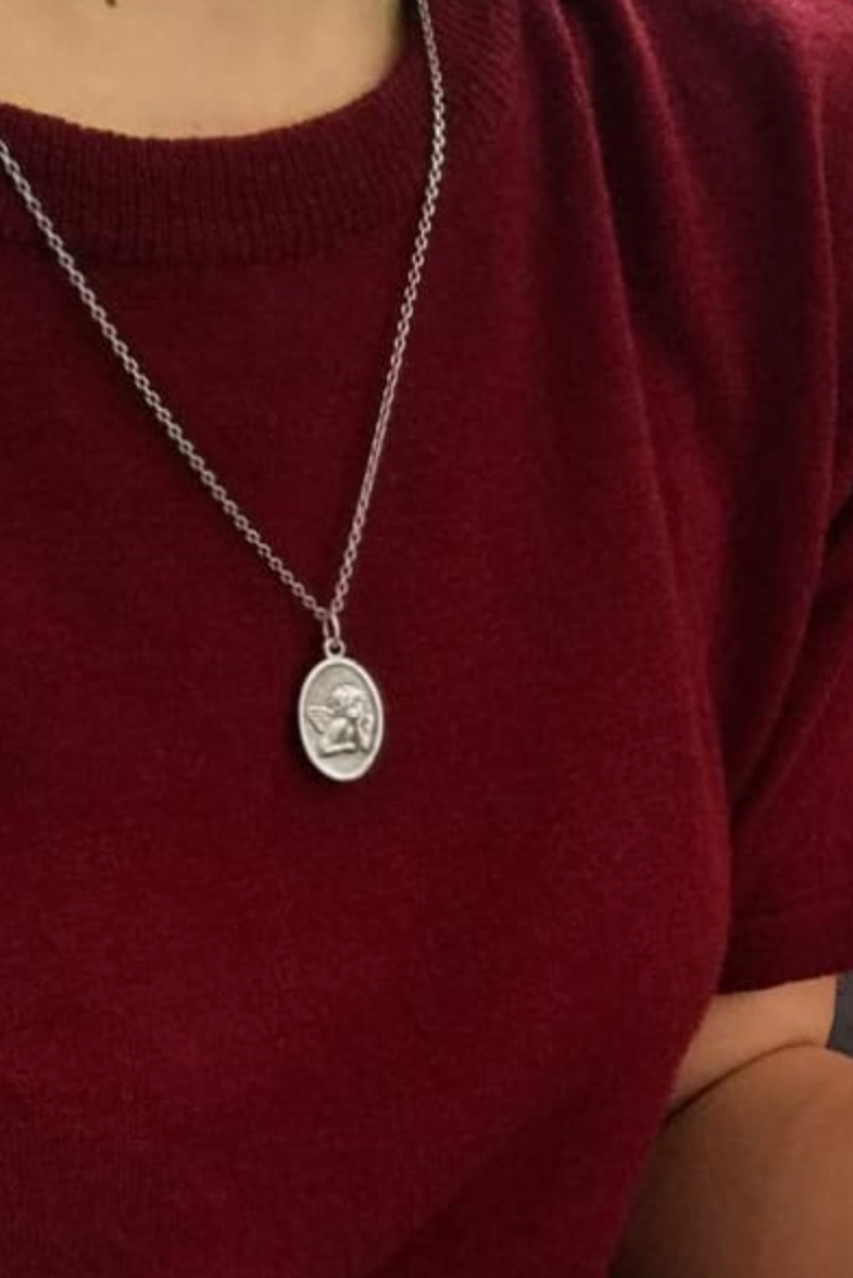 Guardian oval angel necklace